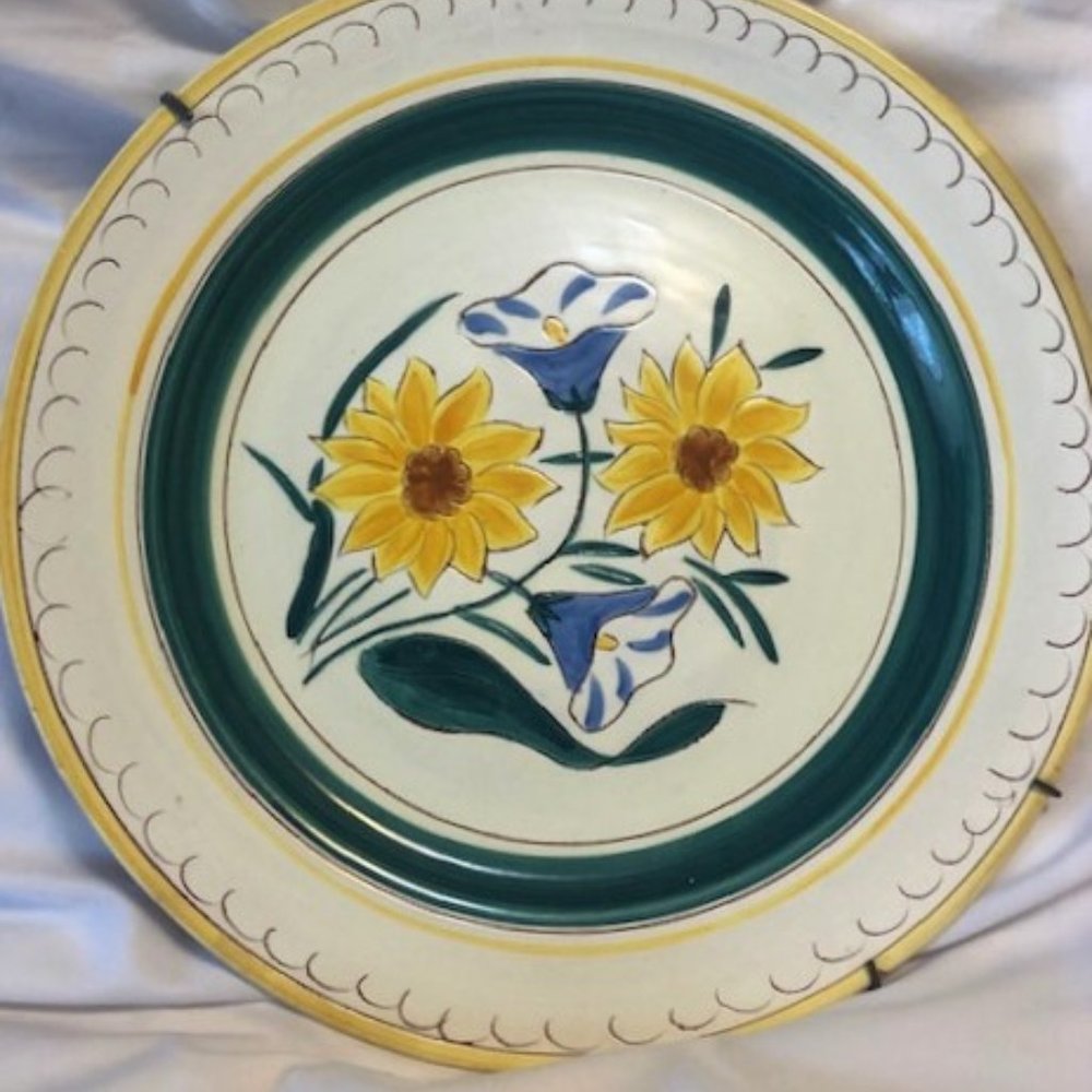Stangl Flower Chop Plate and Wire Plate Hanger